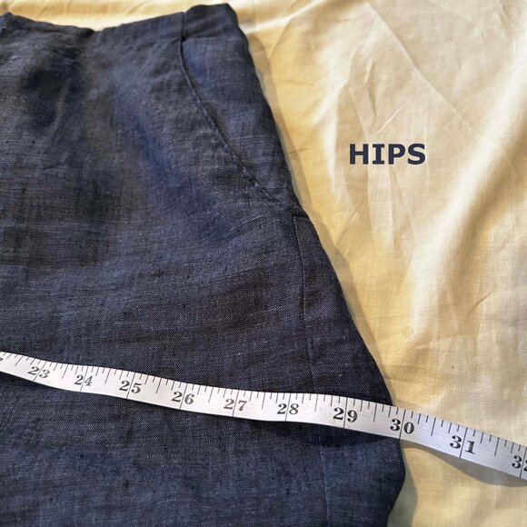 100% FINE LINEN PANTS, CHARCOAL BLUE, SIZE 24, HIDDEN FRONT FLY, TWO POCKETS - Picture 6 of 14